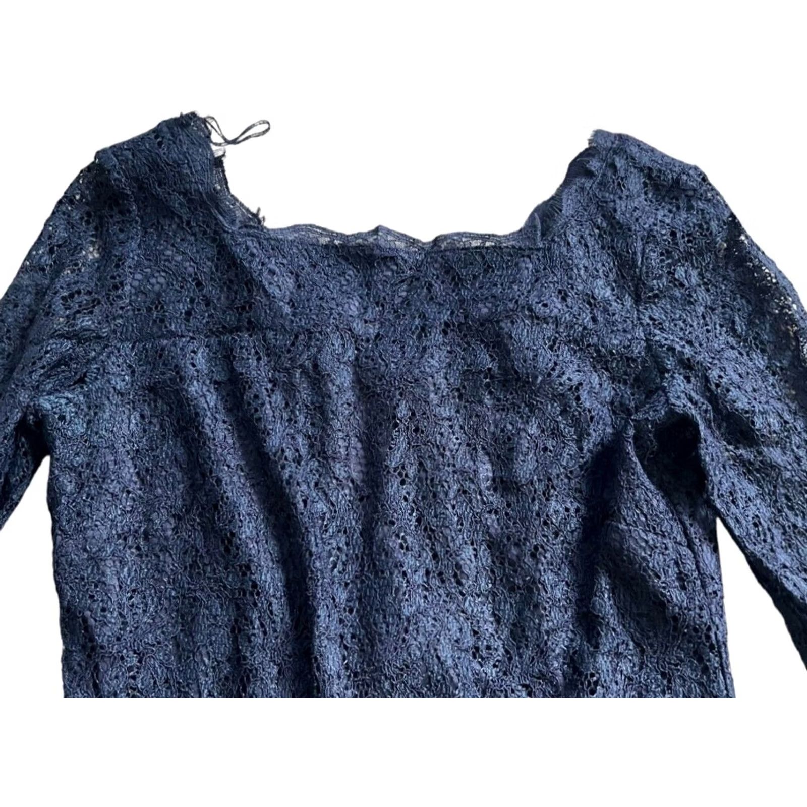 Adrianna Papell Adrianna Papell Dress Womens Size 10 Black Lace Sheath 3/4 Sleeve Full Back Zip Size L / US 10 / IT 46 - 4 Thumbnail