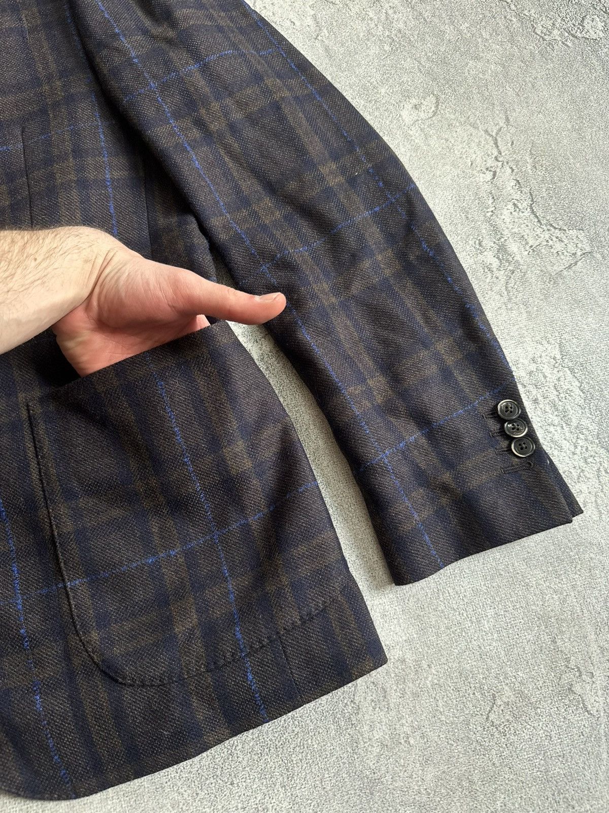 Boggi Boggi 52size wool Chekered blazer button up jacket luxury Size 42R - 15 Thumbnail