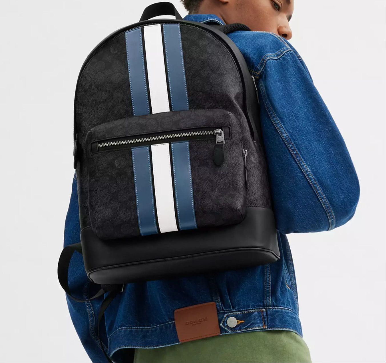 Coach West Backpack In Signature Canvas With Varsity Stripe CV922 Size ONE SIZE - 6 Thumbnail
