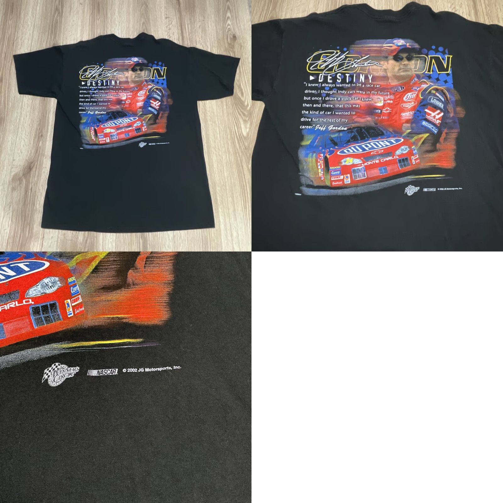 NASCAR VINTAGE Winner's Circle NASCAR T-Shirt Large Black Men’s 2002 Jeff Gordon DestinY Winner's Circle Size US L / EU 52-54 / 3 - 8 Thumbnail