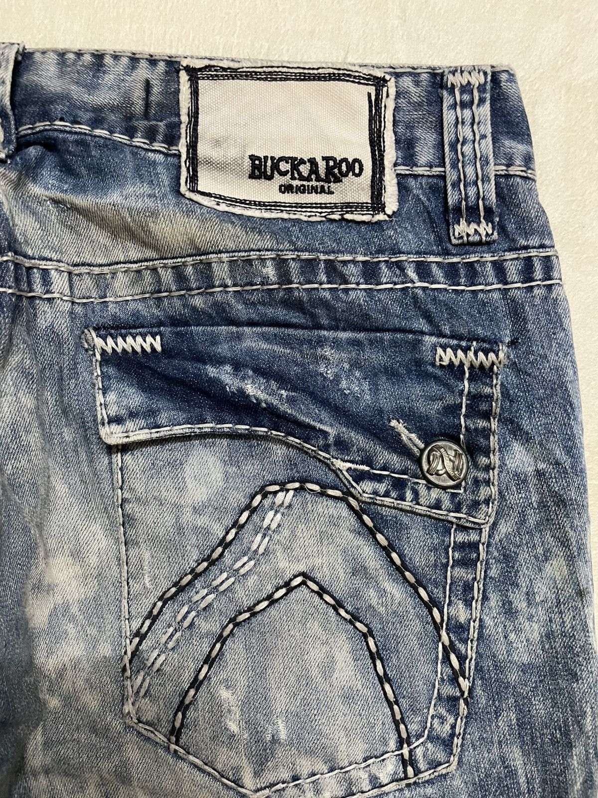 Japanese Brand Vintage Buckaroo Rusty Acidwash Distress Ripped Jeans Size US 37 - 14 Thumbnail