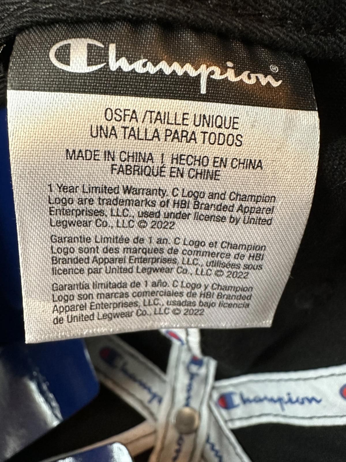 Champion Champion Adjustable Black Baseball Cap with Tri-Color Logo Size ONE SIZE - 3 Thumbnail