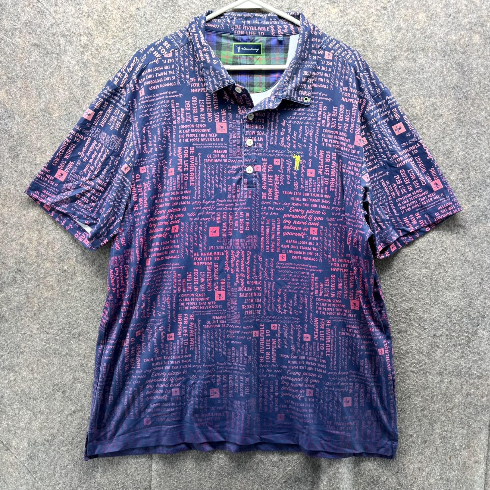 Vintage VINTAGE William Murray Polo Shirt Men XL Blue Navy Polyester All over Print Spell out Polo Shirt Men XL Blue Navy Polyester All over Print Spell out Size US XL / EU 56 / 4 - 2 Thumbnail