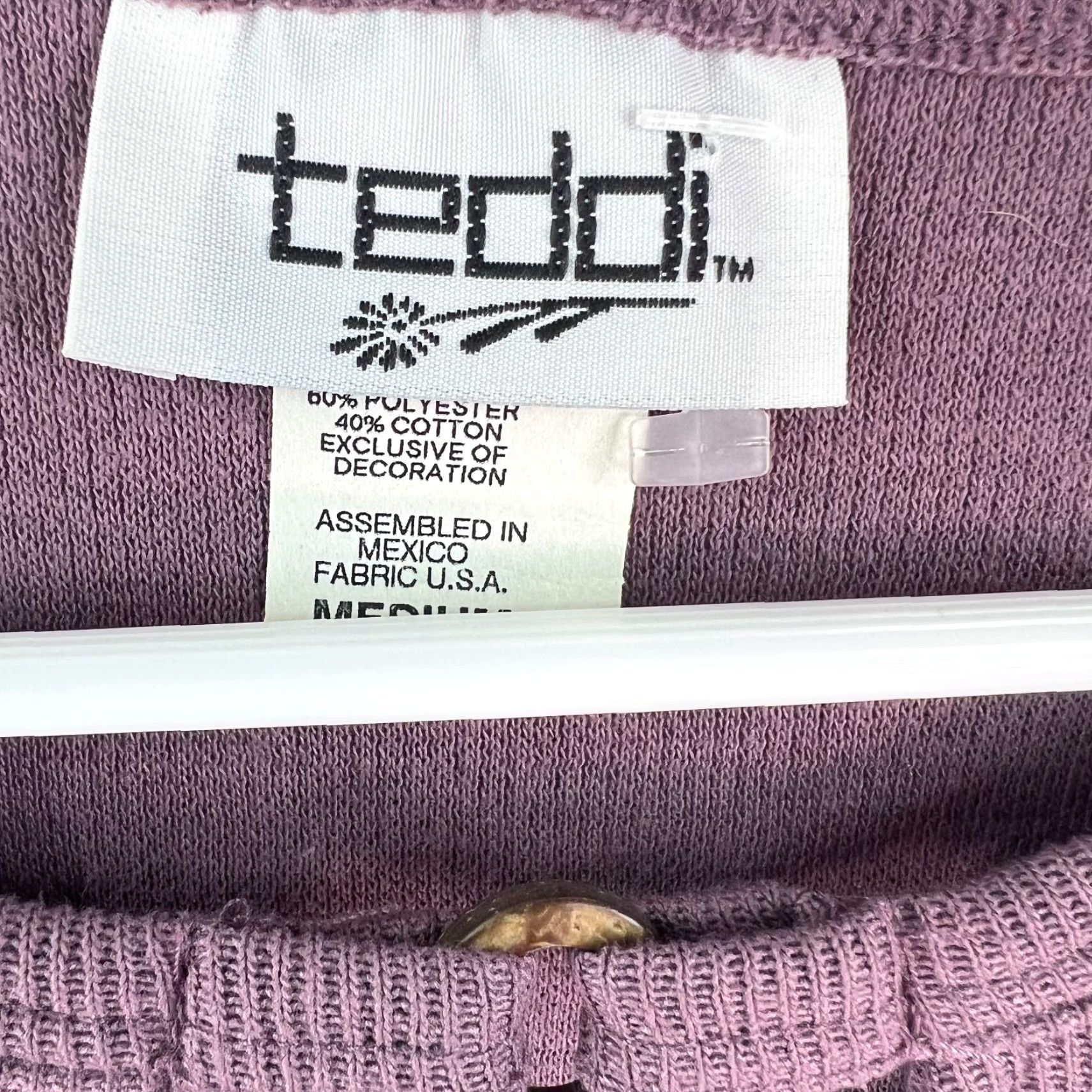 Vintage Teddi Blouse Shirt Purple Round Neck Short Sleeve M Womens Casual Top Size M / US 6-8 / IT 42-44 - 4 Thumbnail