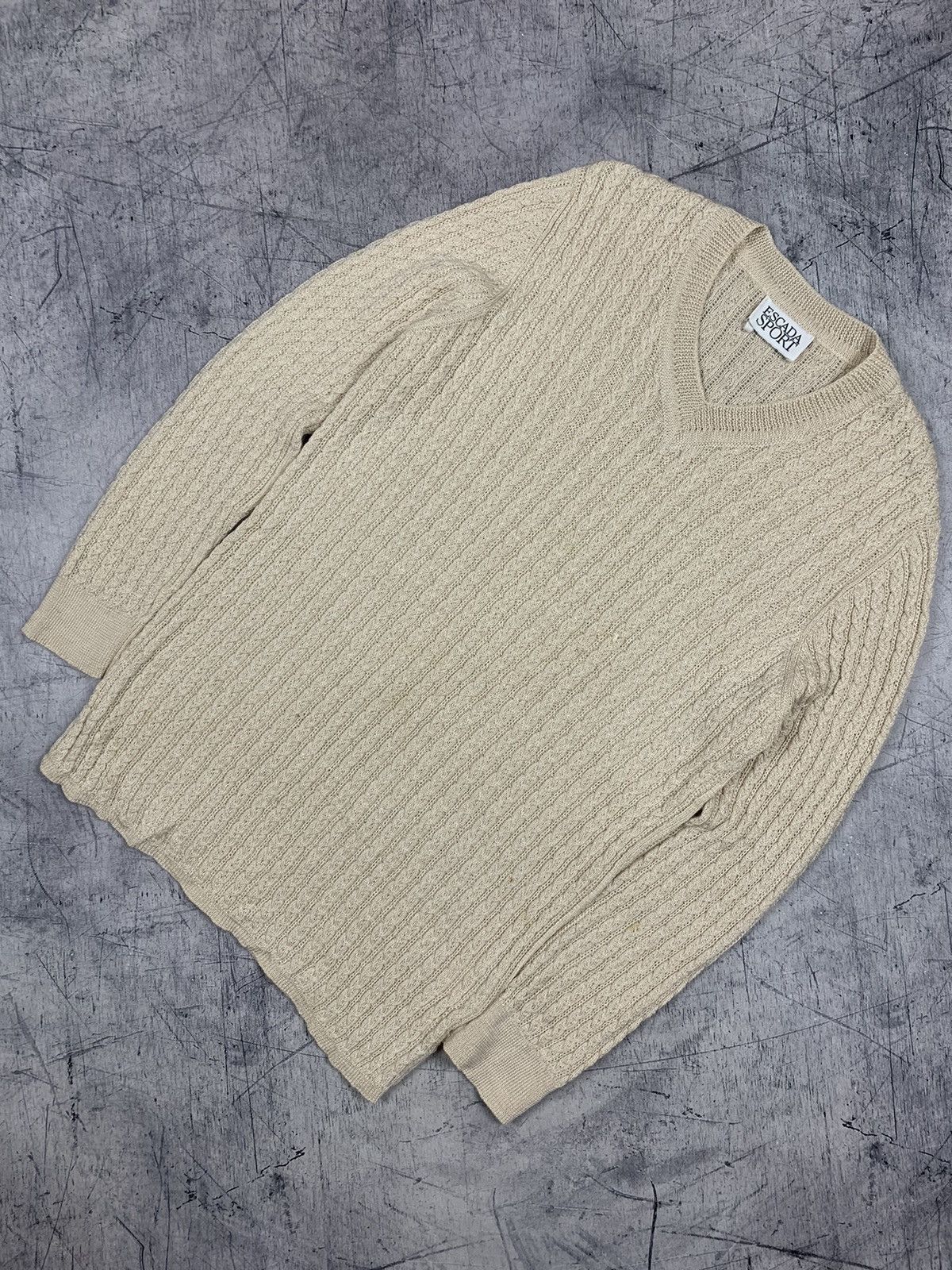 Escada Escada Sport Cable Knit Sweater V-Neck Size M Beige Luxury Size M / US 6-8 / IT 42-44 - 1 Thumbnail