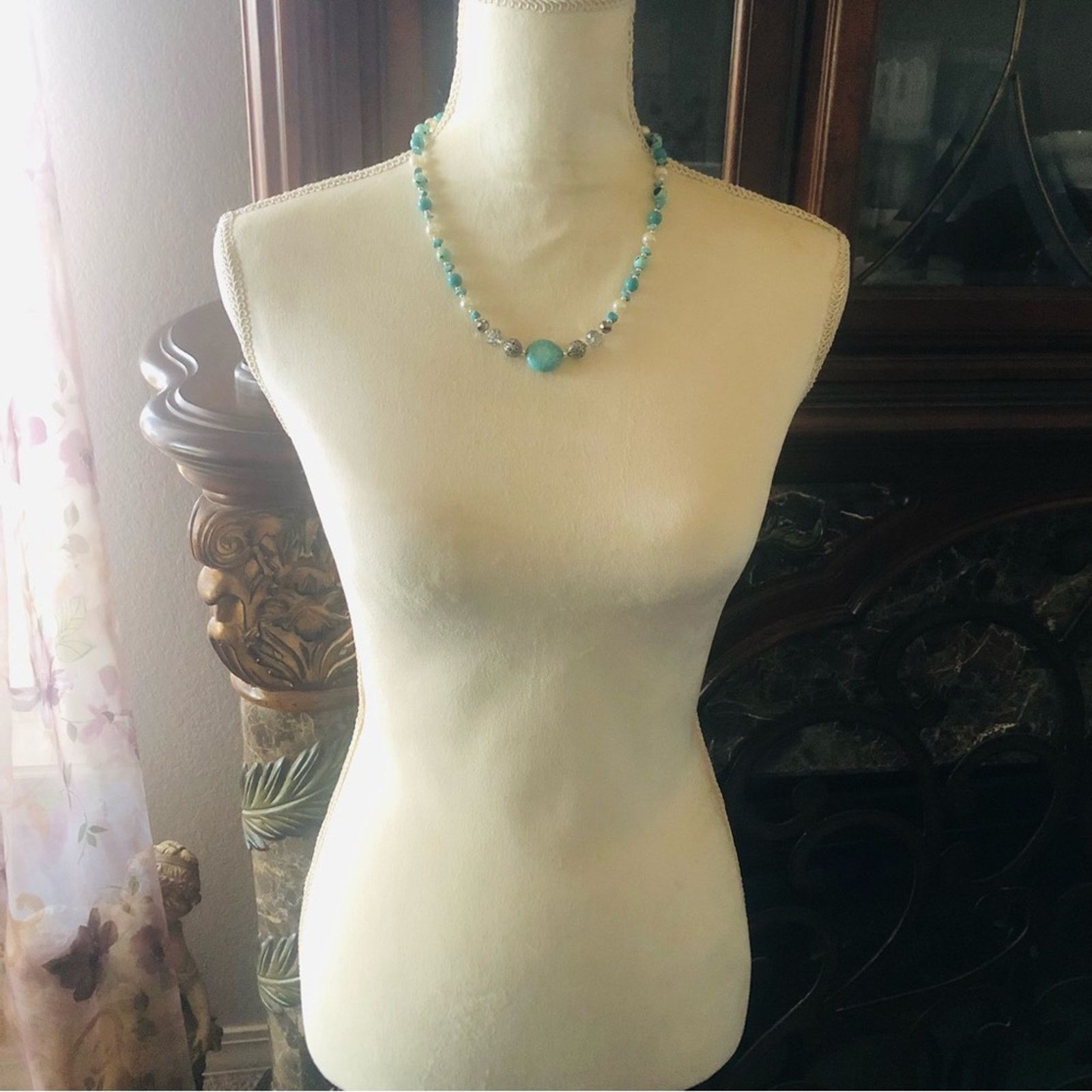 Handmade Handcrafted repurpose howlite stone beaded necklace Size ONE SIZE - 5 Thumbnail