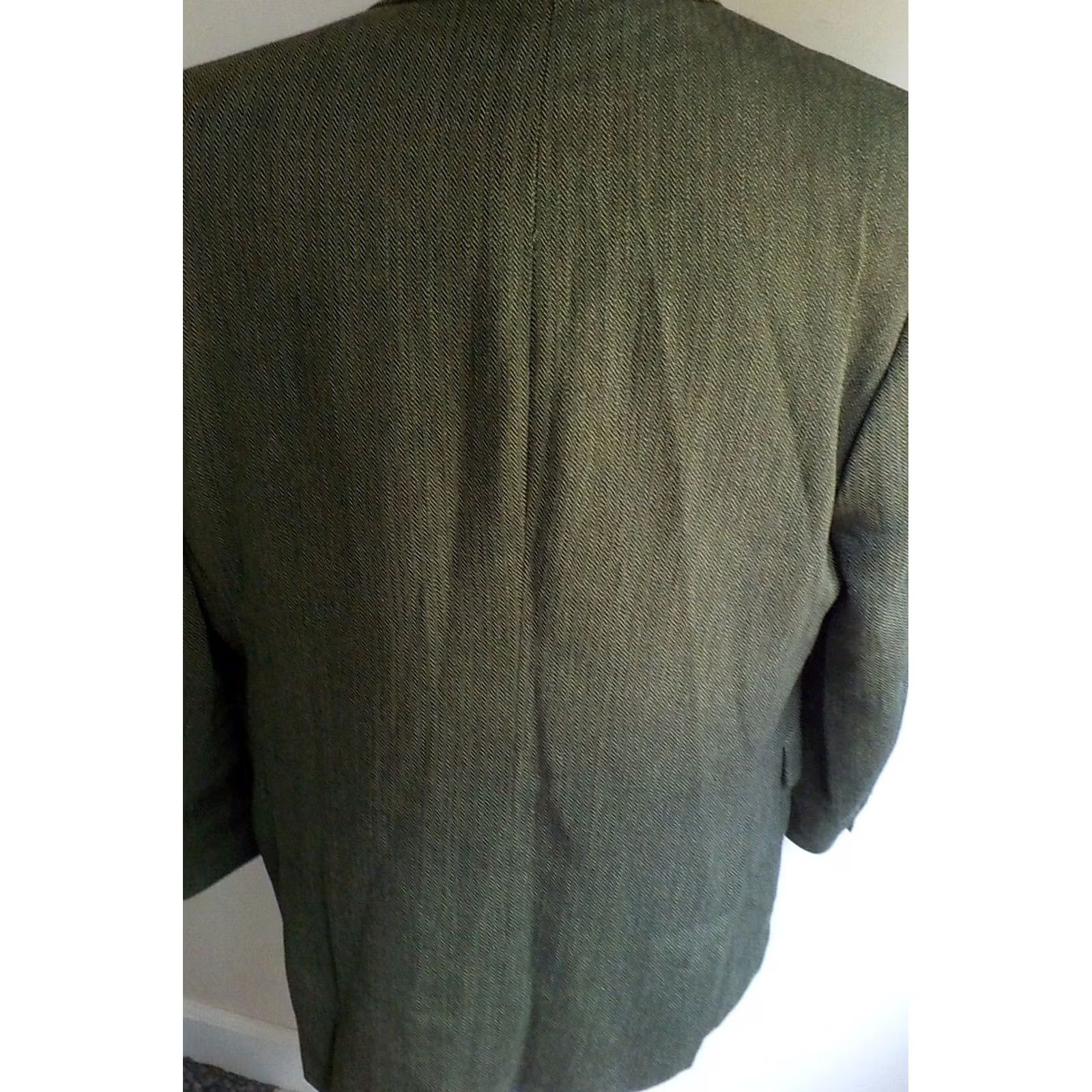 Aquascutum AQUASCUTUM Herringbone 3 Button Jacket Blazer Sz.44 Green/Black Made in USA Size 44R - 5 Thumbnail