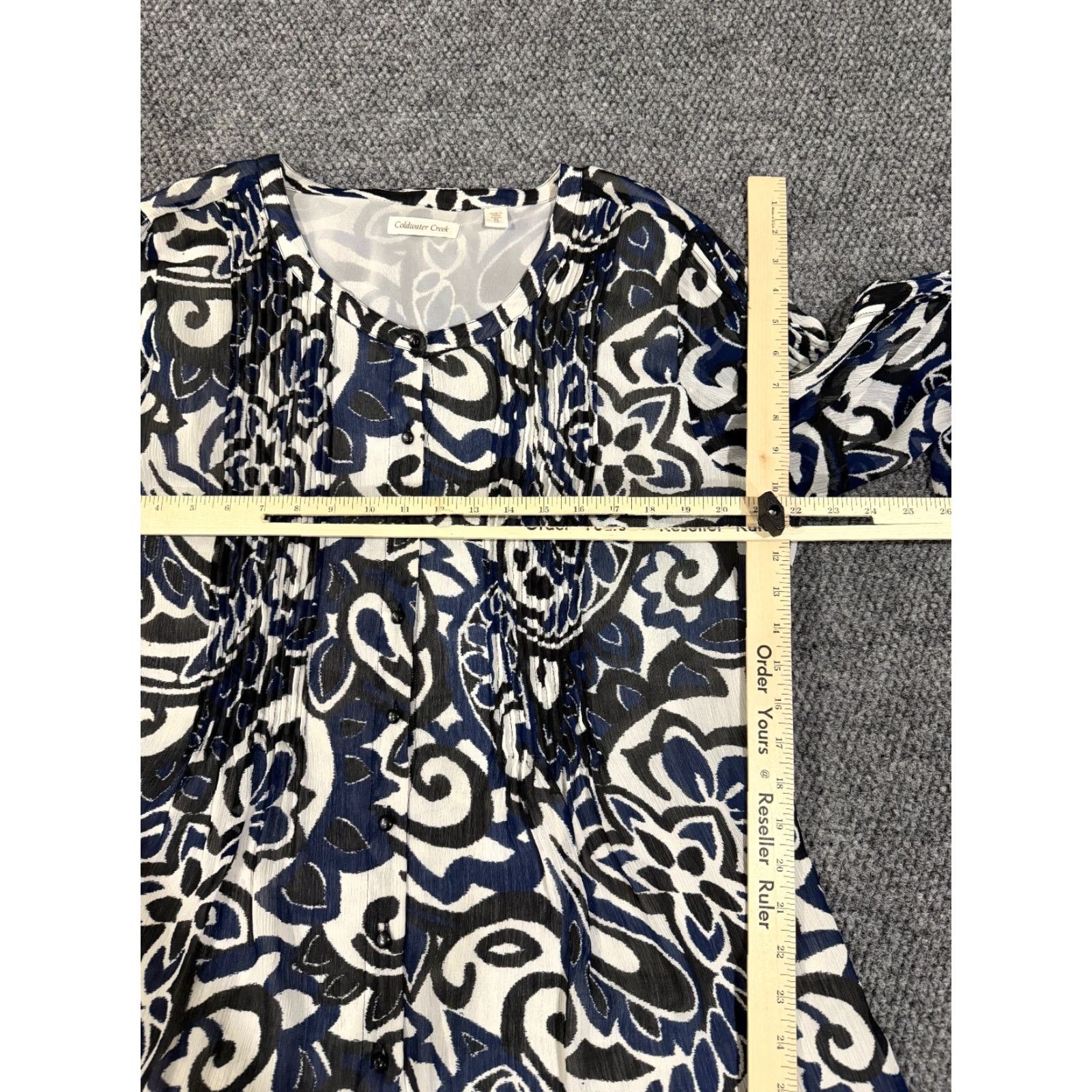 Coldwater Creek Coldwater Creek Blouse Womens XL Blue Black White Paisley Long Sleeve Button up Size XL / US 12-14 / IT 48-50 - 4 Thumbnail