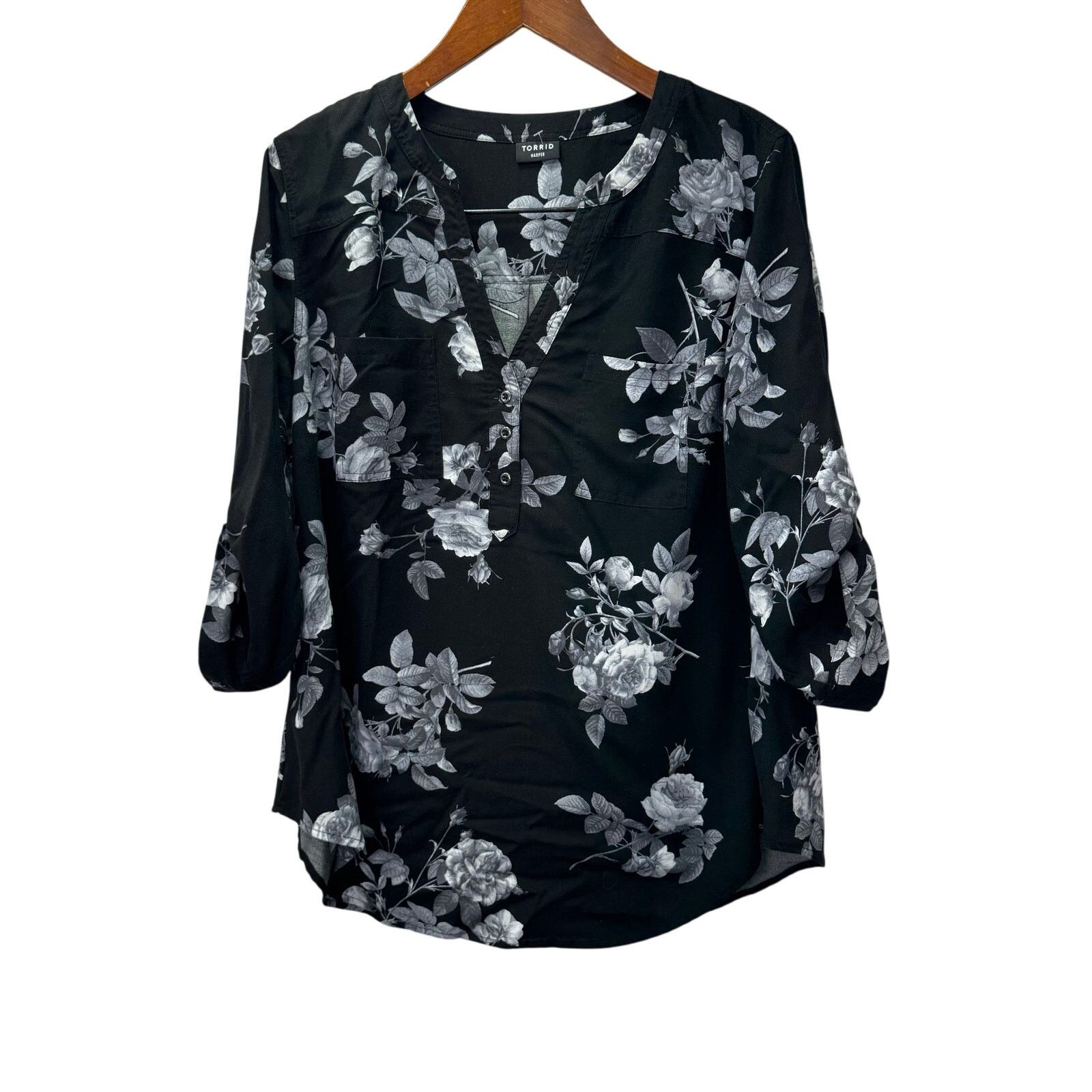 Corridor Torrid Women’s Plus Blouse Top sz 2X Floral Harper Fit #G965 Size XXL / US 16-18 / IT 52-54 - 2 Thumbnail