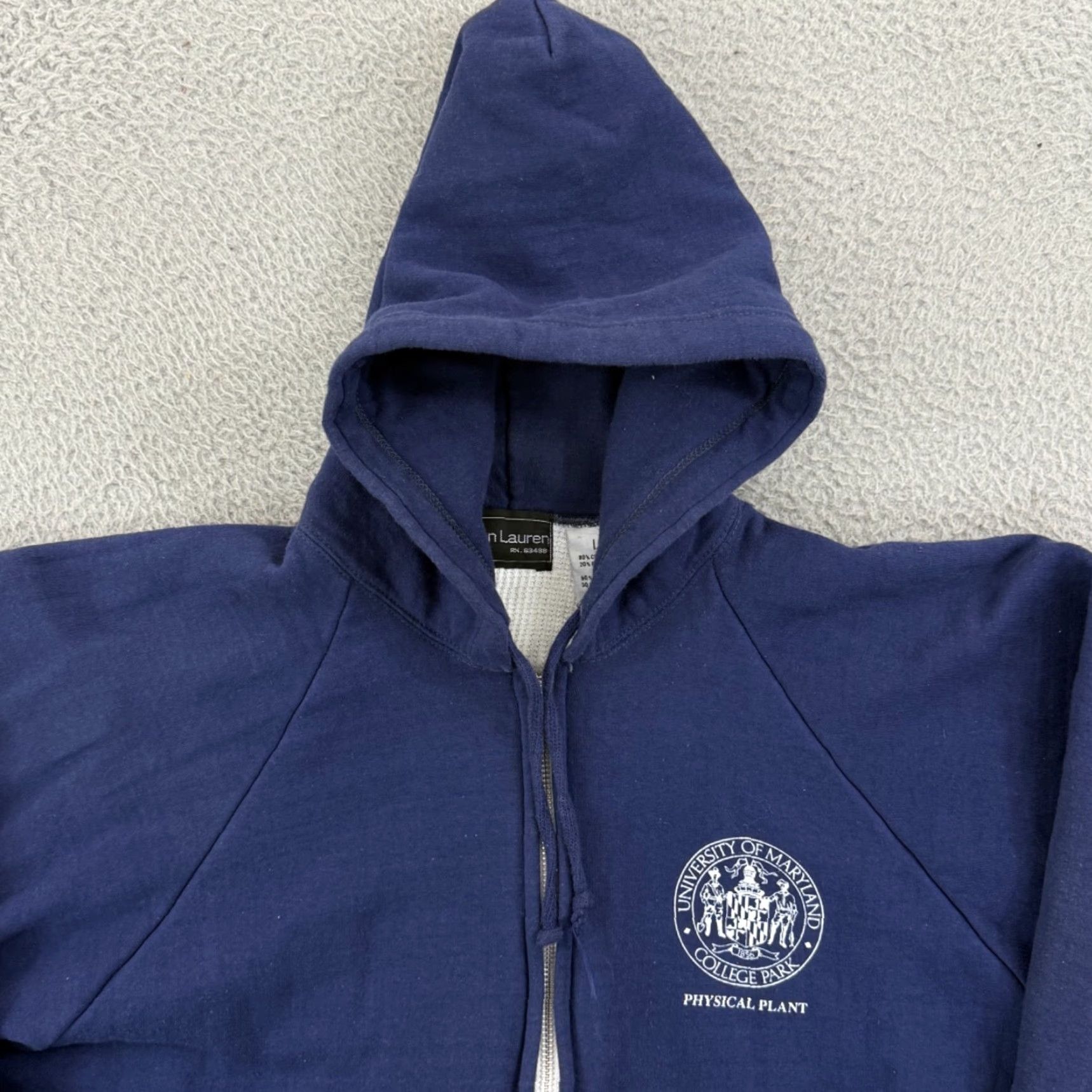 Vintage Vintage Jon Lauren Blue L Sweatshirt Mens Large Zip Hoodie 90s Thermal Lined Full Zip Winter Fall Spring Size US L / EU 52-54 / 3 - 3 Thumbnail