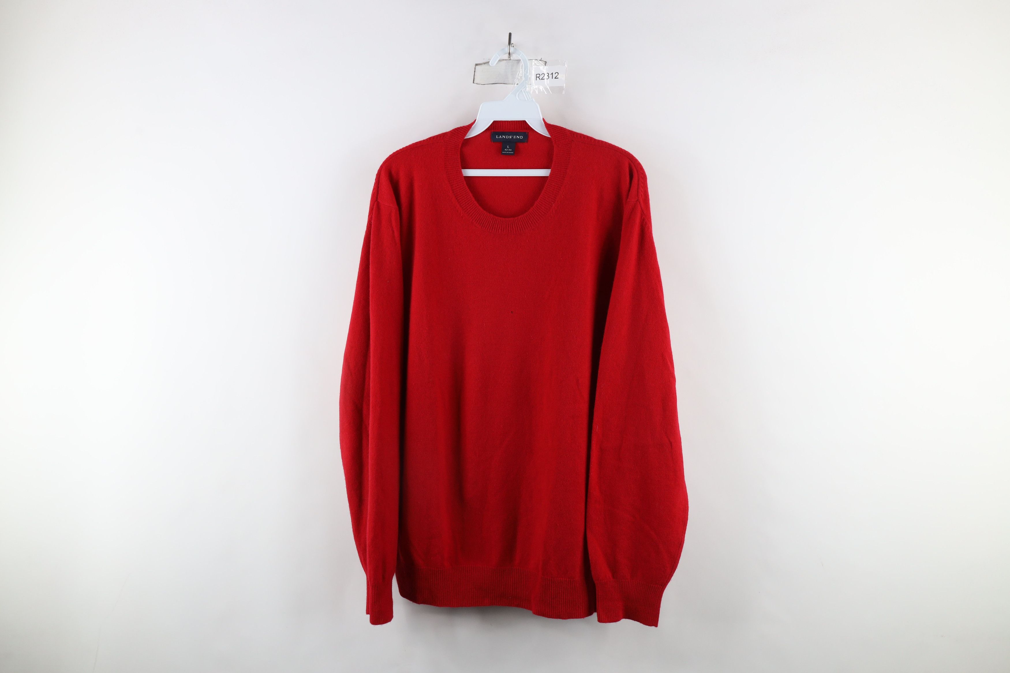 Lands' End × Vintage Vintage Lands End Blank Soft Cashmere Knit Sweater Red Size US L / EU 52-54 / 3 - 1 Thumbnail