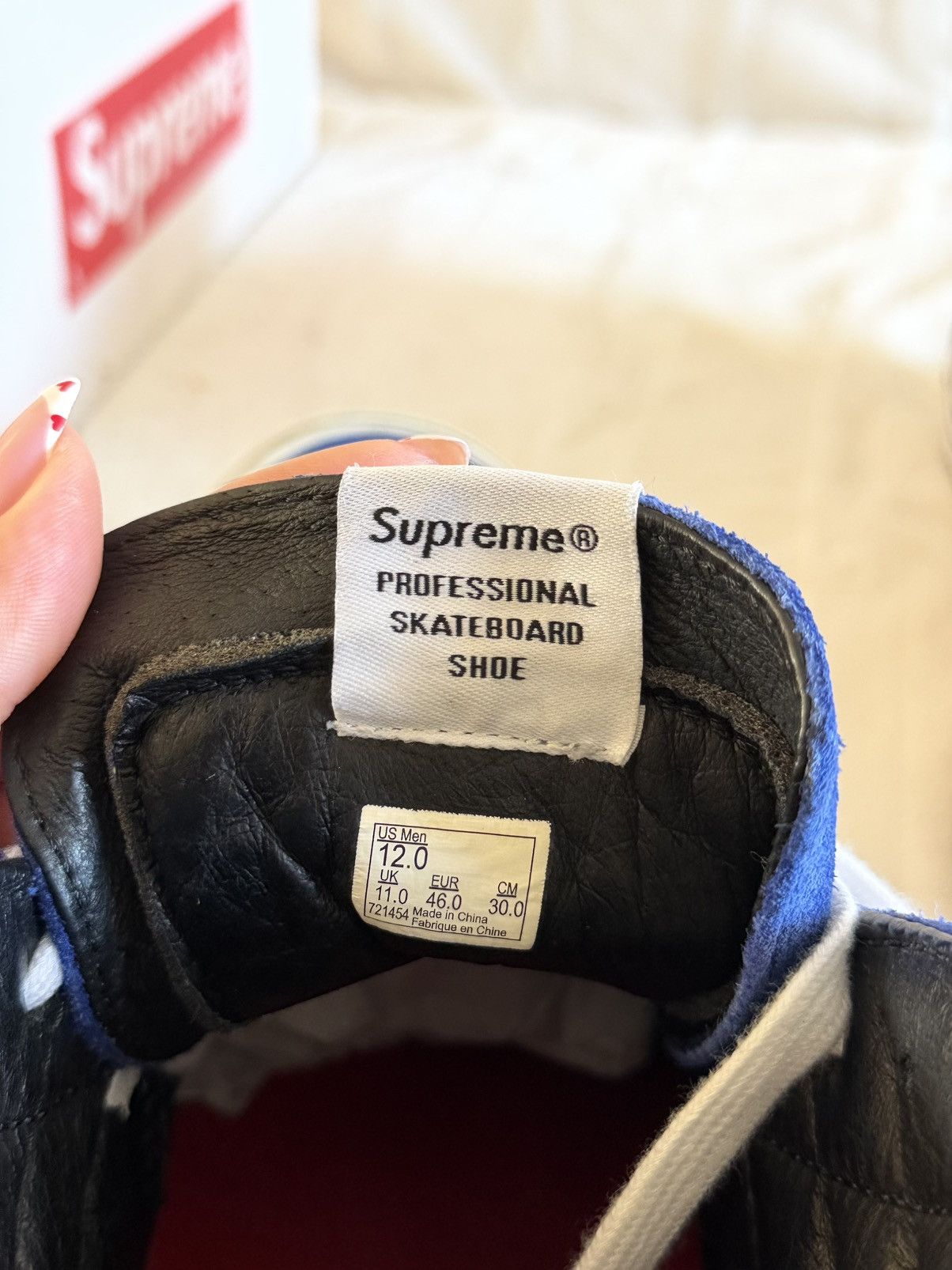 Supreme × Vans Supreme Vans Sk8-Hi Blue Checker Logo FW16 W/Original Box Size US 12 / EU 45 - 8 Thumbnail