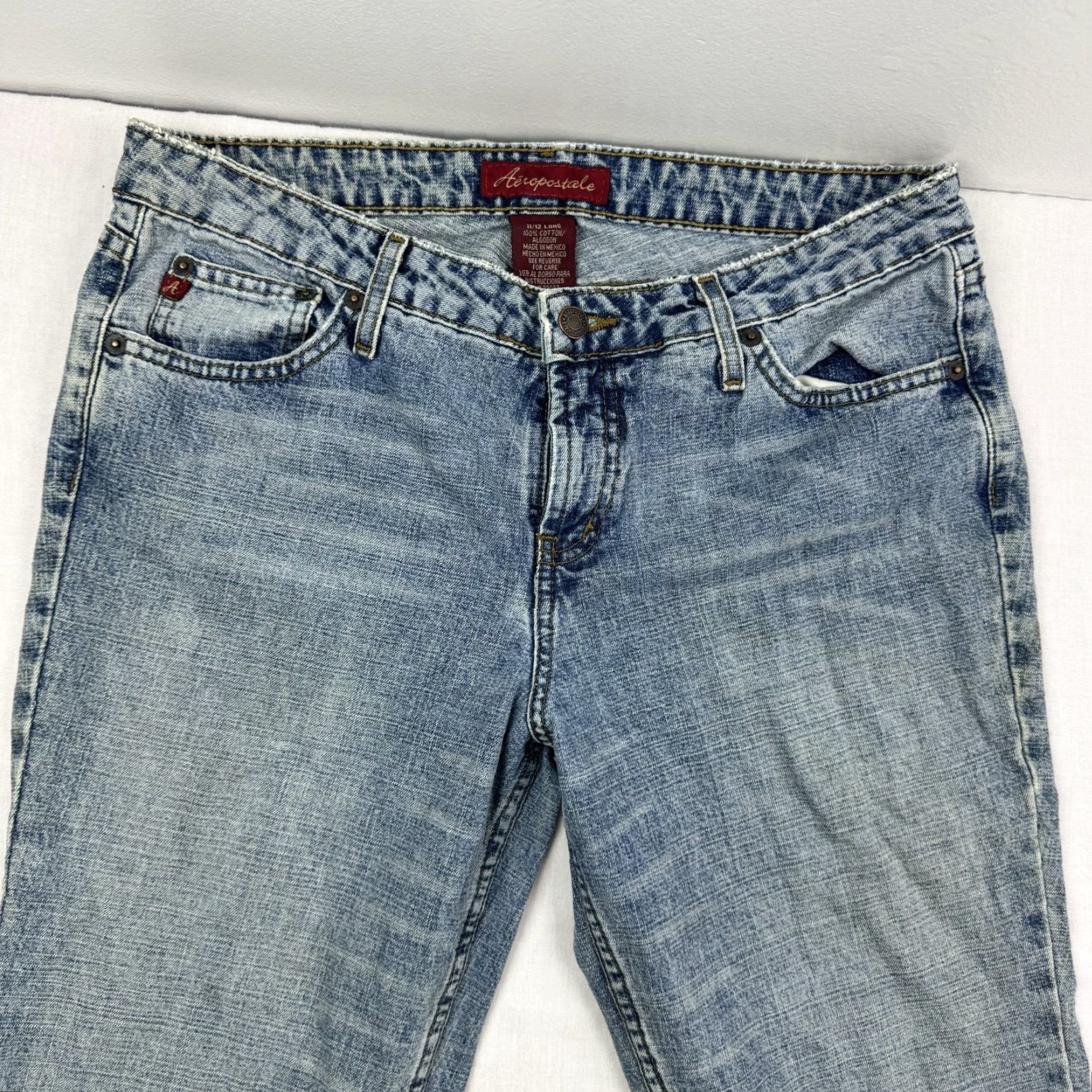 Vintage VINTAGE Y2K Aeropostale Flare Bootcut Jeans Womens 11/12 Long Hipster Hippie Blue Size 32" / US 10 / IT 46 - 2 Thumbnail