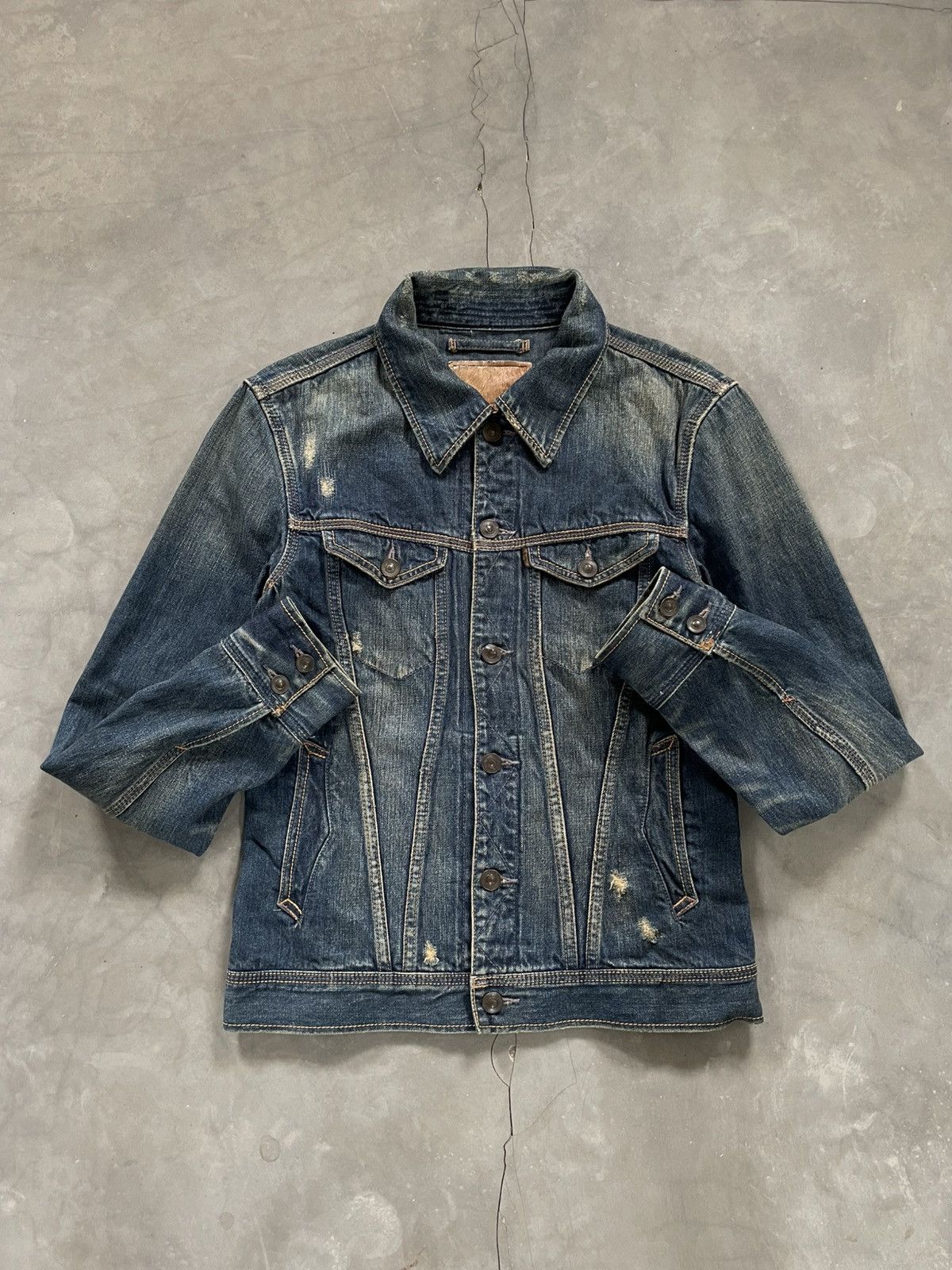 GOA GOA Selvedge Distressed Denim Jacket Hair on Hide Patch Size US M / EU 48-50 / 2 - 10 Thumbnail