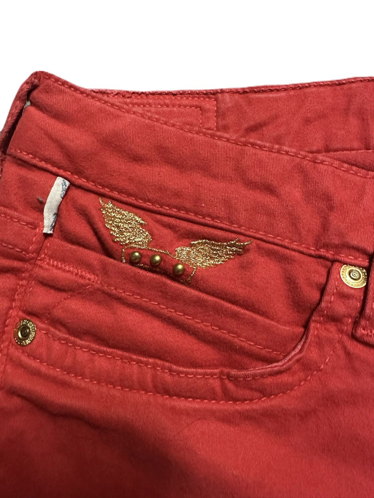 Robins Jeans ROBINS JEANS RED W/GOLD EMBROIDERY Size 30" / US 8 / IT 44 - 2 Thumbnail