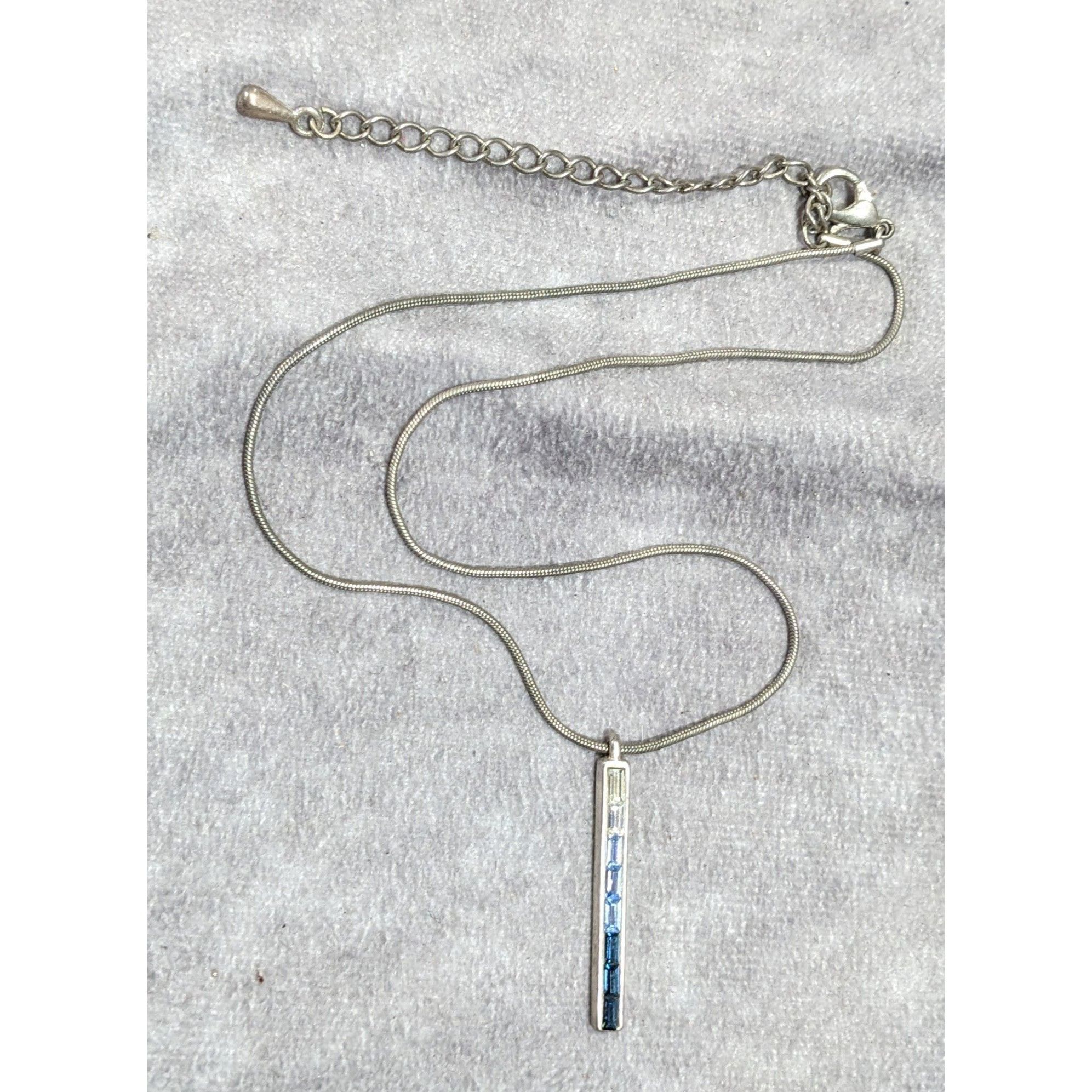 Other Modern Ombre Blue And Silver Tone Gemmed Pillar Necklace Size ONE SIZE - 8 Thumbnail