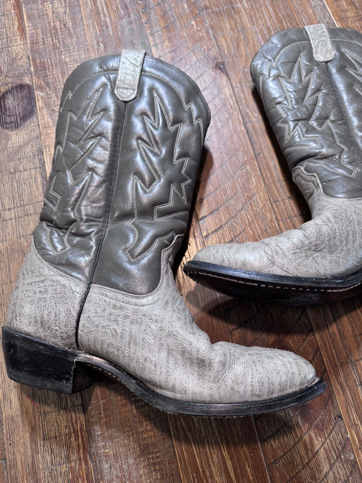 Vintage Men’s Vintage Genuine Leather Western Cowboy Boots Gray Size US 9 / EU 42 - 2 Thumbnail