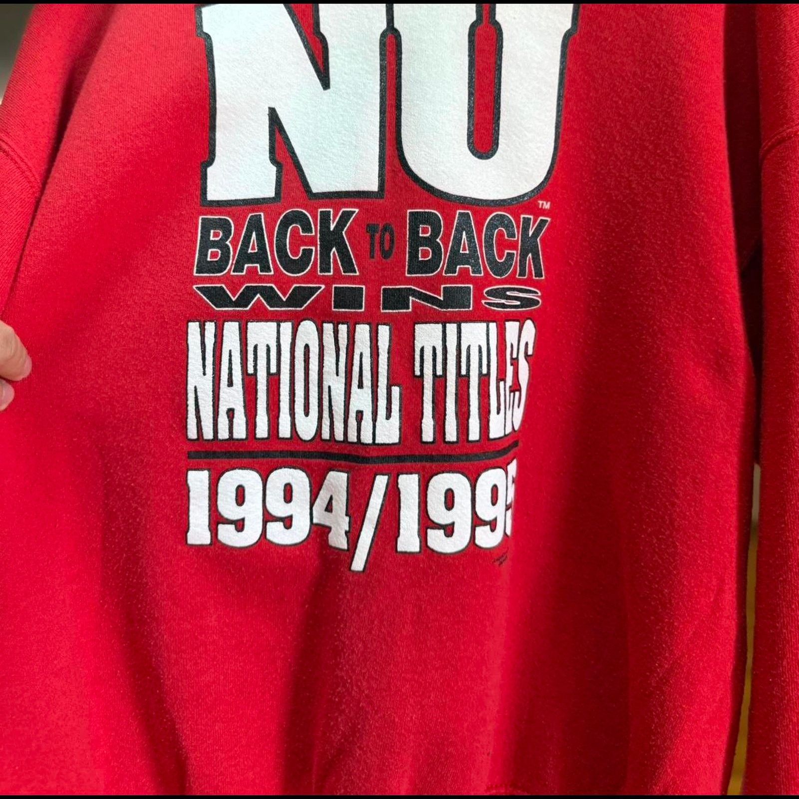 Vintage Vintage 90s Nebraska Huskers NU Back to Back Crewneck Size US L / EU 52-54 / 3 - 3 Thumbnail