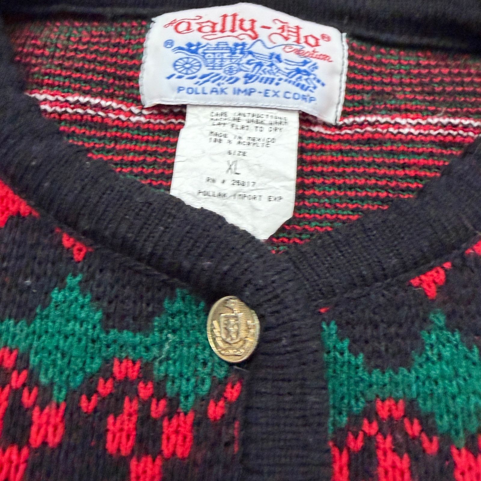 Vintage Vintage Tally Ho Cardigan Sweater Size XL Holiday Tartan Size XL / US 12-14 / IT 48-50 - 4 Thumbnail