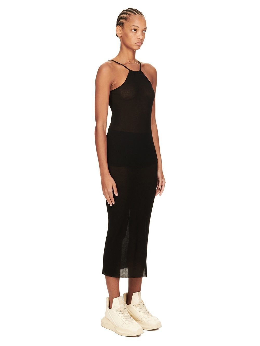 Rick Owens o1y0126 Midi Dress in Black Size S / US 4 / IT 40 - 2 Thumbnail