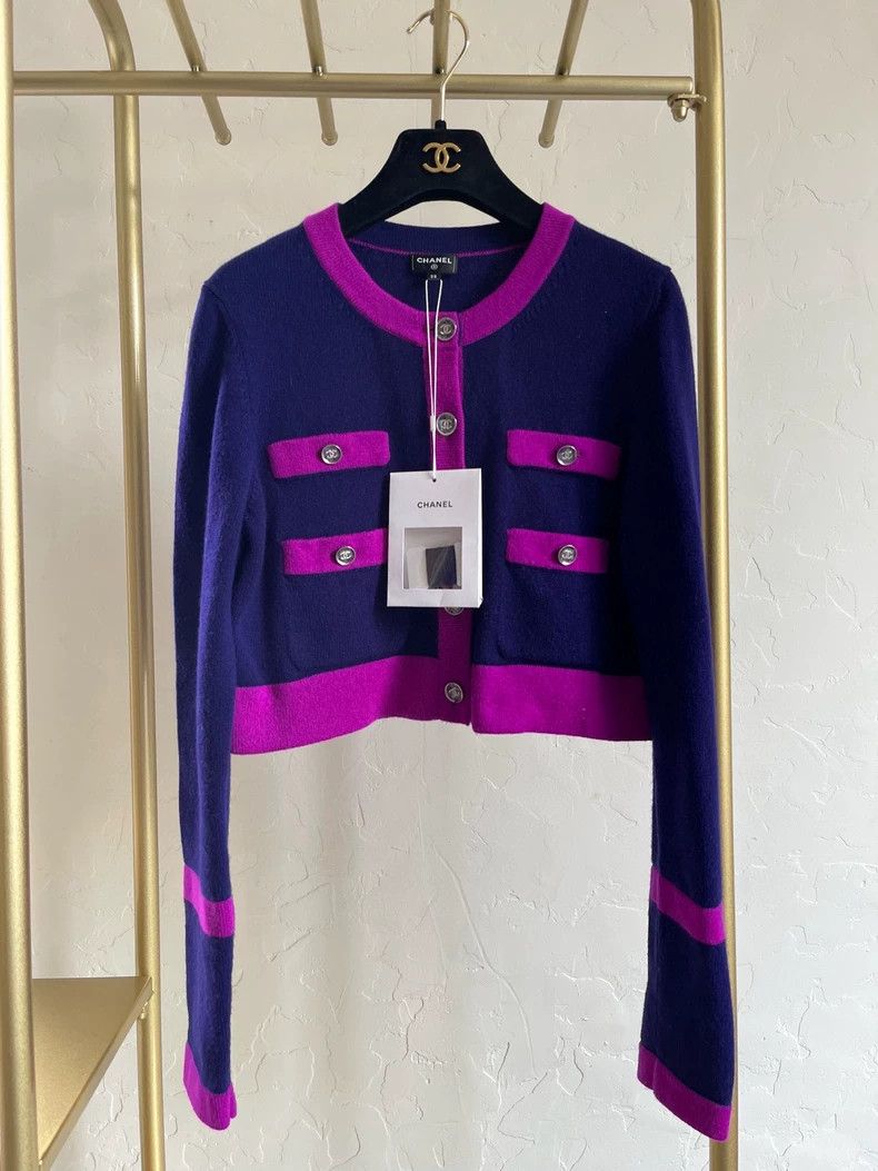 Chanel Chanel 23b pink purple cardigan coat Size XS / US 0-2 / IT 36-38 - 1 Thumbnail