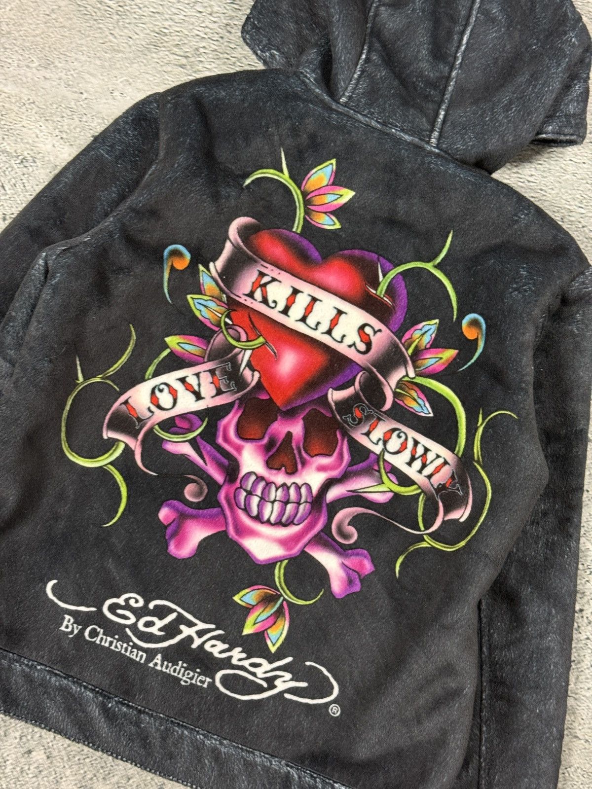 Ed Hardy Ed Hardy zip hoodie black red vintage Y2K faux fur Size L / US 10 / IT 46 - 10 Thumbnail