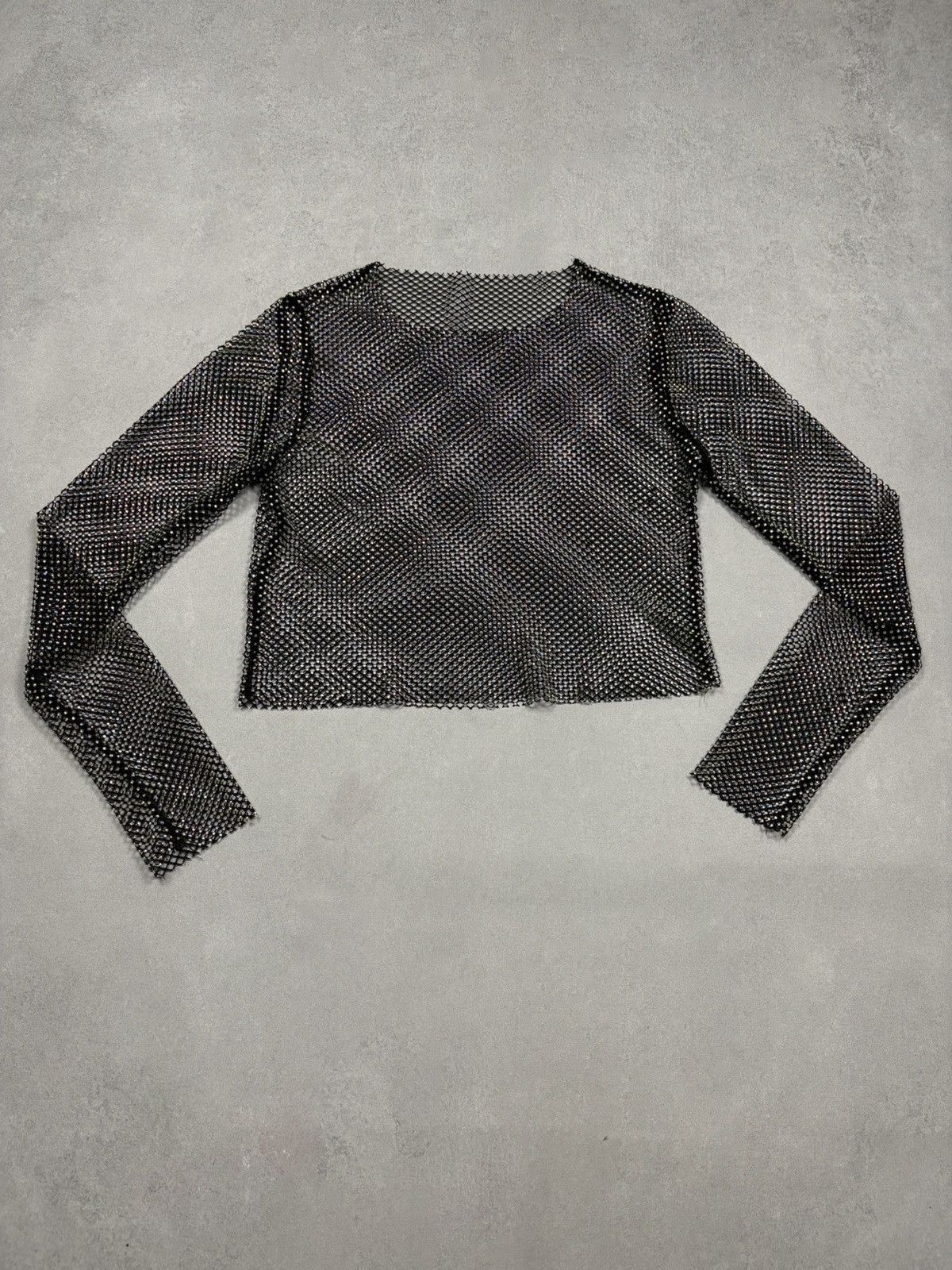 Vintage Rhinestone Fishnet Mesh Top Glitter Sheer Cyber Y2K 00s Rare Size M / US 6-8 / IT 42-44 - 1 Thumbnail