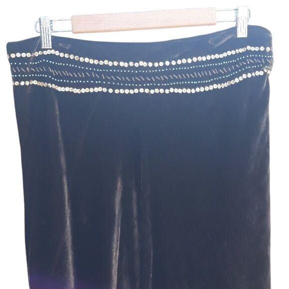 Vintage Vtg 90 Carole Little Brown Velour Maxi Skirt Sz L Native Tri Size 34" / US 12 / IT 48 - 7 Thumbnail