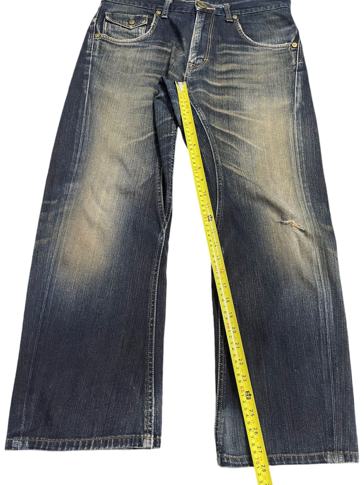Lee Vintage Lee Cowboy Buckle Blue Wash Bleached Baggy Jeans Size US 34 / EU 50 - 13 Thumbnail