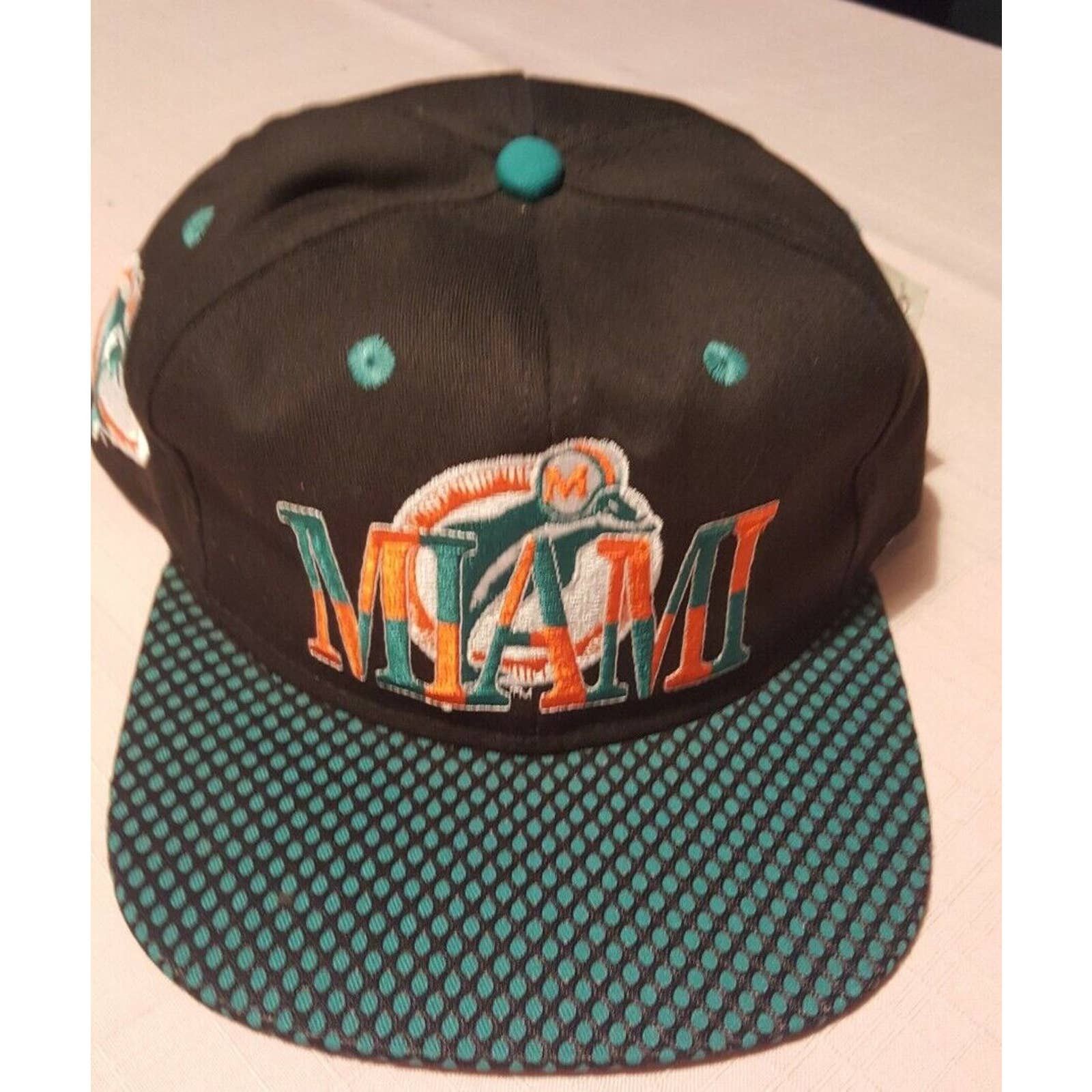 1990s Deadstock Miami Dolphins Snapback Hat Vintage Sports 