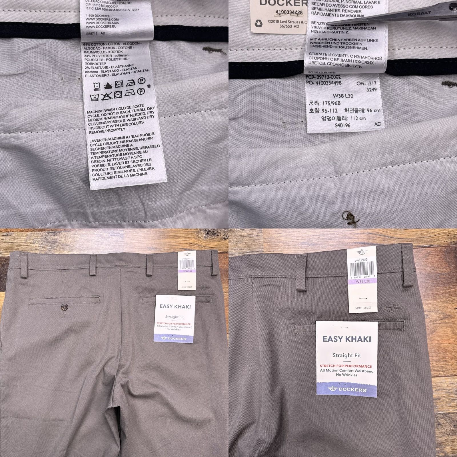 Dockers VINTAGE is not applicable; title: DOCKERS Pants Khakis 38x30 Tan Straight Fit Stretch Regular Mens Brown Cotton Blend Modern Workwear Casual Pants Size US 38 / EU 54 - 8 Thumbnail
