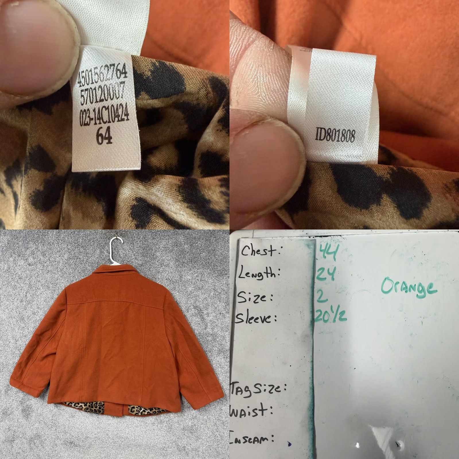 Vintage Chico's Jacket size 2 Orange Leopard Lined 3/4 Sleeve Single-Breasted Button Office Casual Womens Vintage No Size XS / US 0-2 / IT 36-38 - 8 Thumbnail