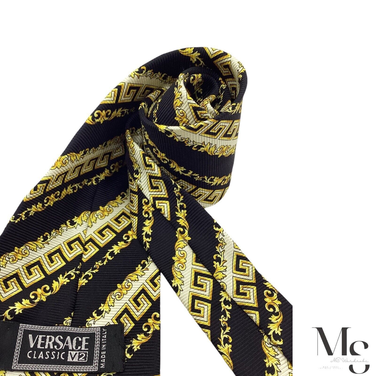 Versace VERSACE CLASSIC V2 Black & Gold Foulard Print LuxuryItaly Si Size ONE SIZE - 4 Thumbnail