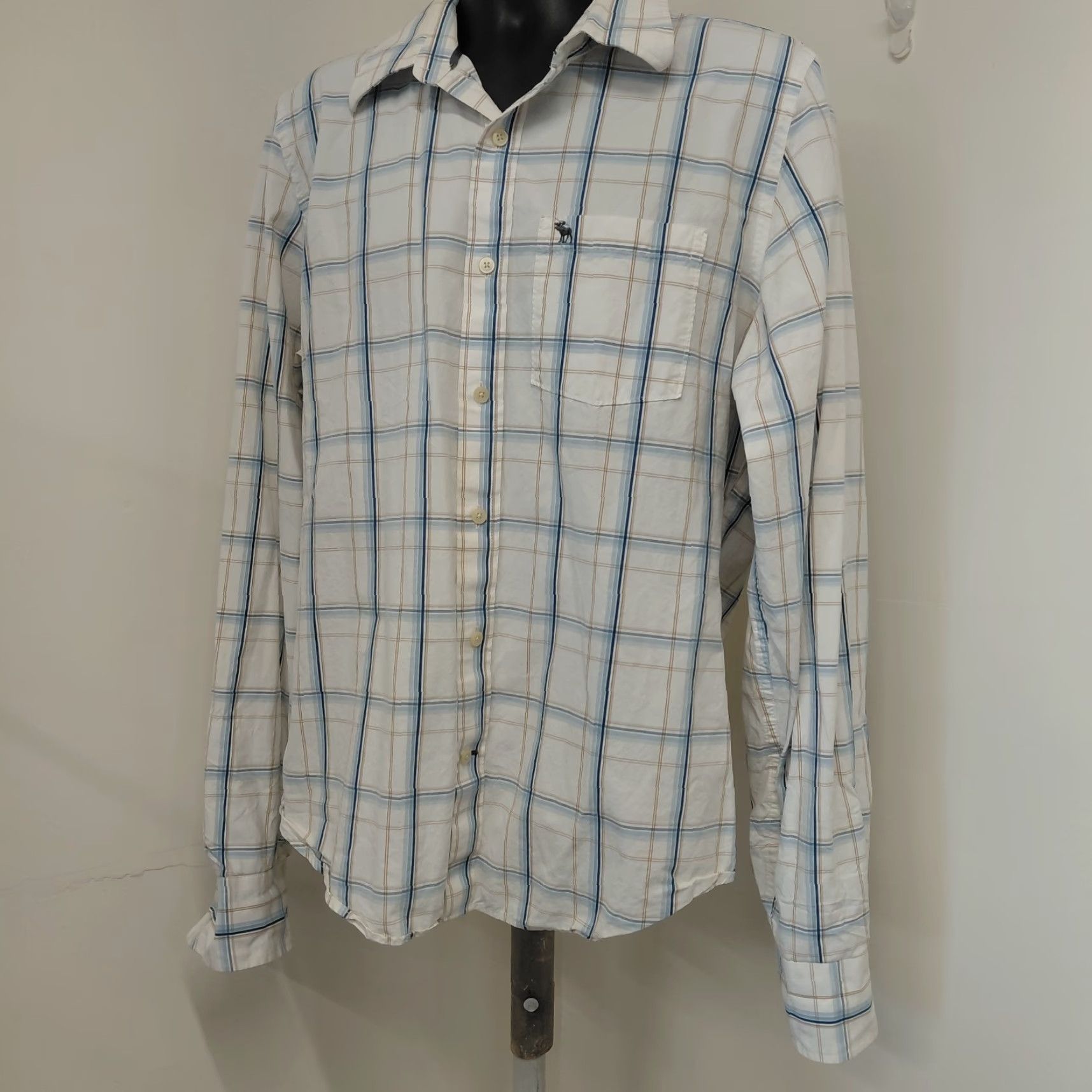 Abercrombie & Fitch Abercrombie And Fitch Muscle Shirt Men's XXL White Plaid Long Sleeve Button-Up Size US XXL / EU 58 / 5 - 3 Thumbnail