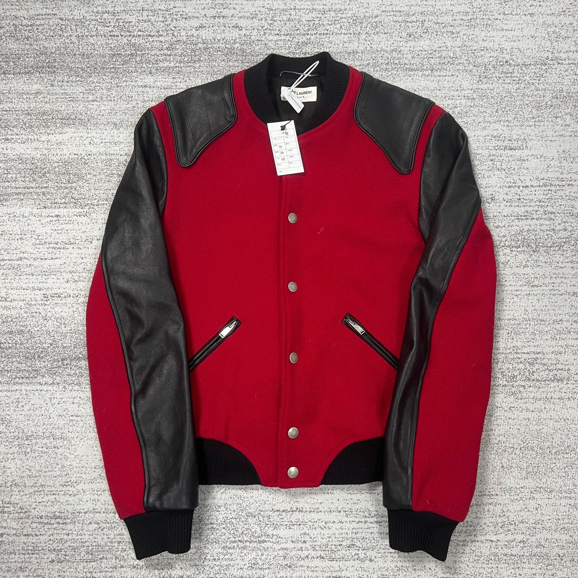 Saint Laurent Paris Saint Laurent Paris Red and black patchwork baseball jacket Size US S / EU 44-46 / 1 - 1 Thumbnail