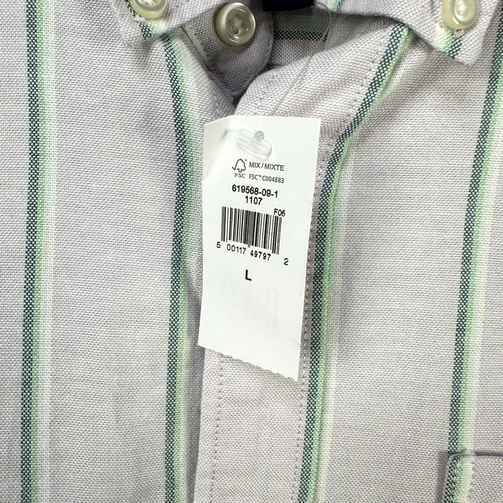 Gap Gap Mens Button-Down Shirt Large White Green Striped Pocket Stretch Casual NEW Size US L / EU 52-54 / 3 - 7 Thumbnail
