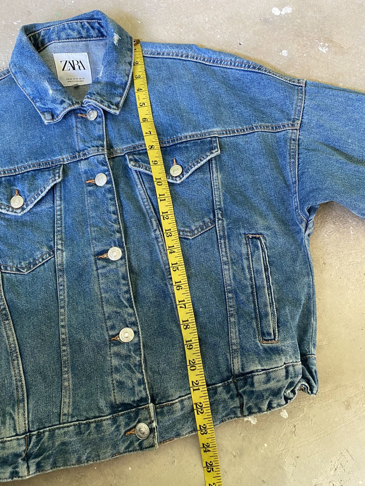 Zara Zara Cropped Denim Jacket Blue Washed Oversized Size M / US 6-8 / IT 42-44 - 12 Thumbnail
