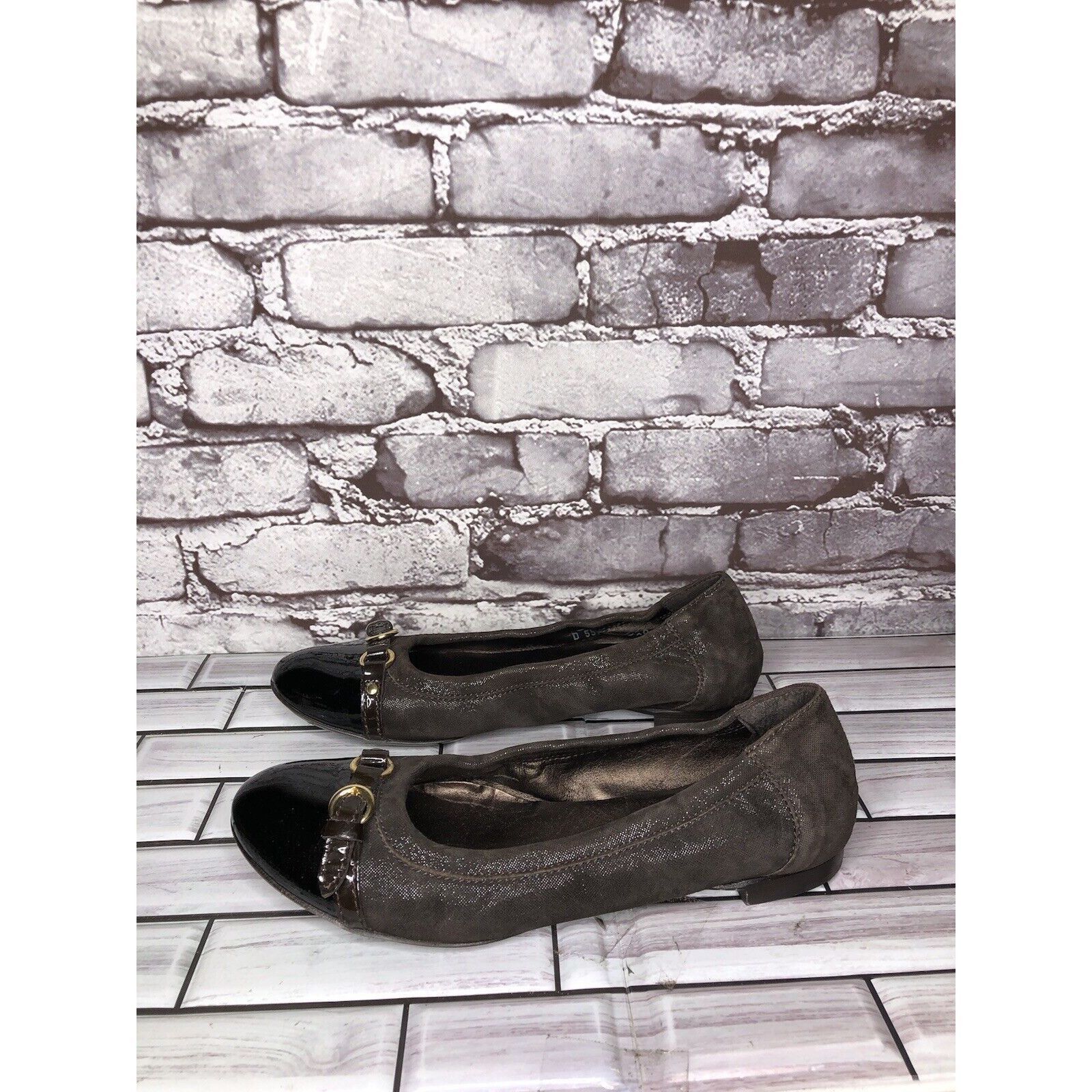 Other AGL Brown Suede Leather Cap Toe Strap Slip On Ballet Shoes W Size US 7.5 / IT 37.5 - 17 Thumbnail