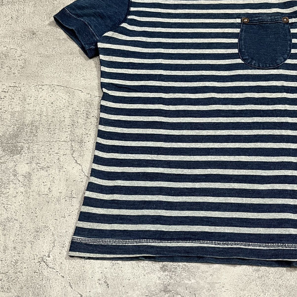 Pure Blue Japan Pure Blue Japan Indigo Pocket Striped Tee Size US XXS / EU 40 - 3 Thumbnail