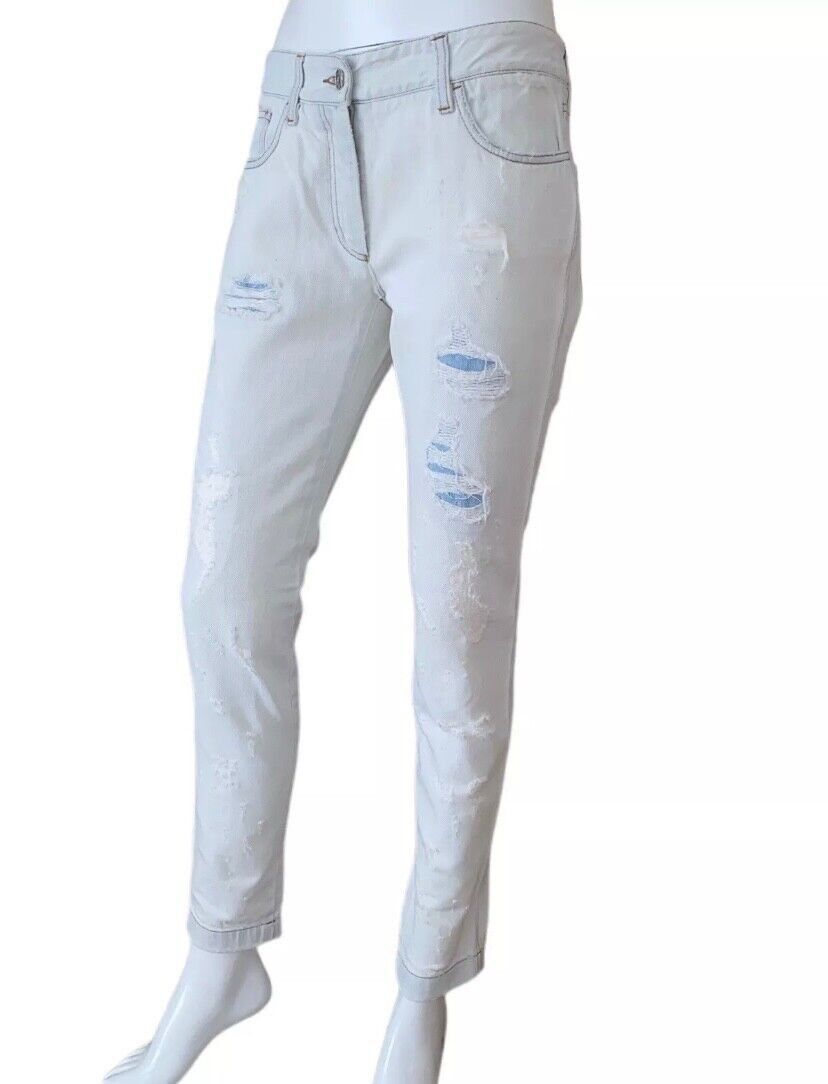 Dolce & Gabbana DOLCE & GABBANA DISTRESSED SKINNY WHITE JEANS SIZE 42 Size 28" / US 6 / IT 42 - 3 Thumbnail