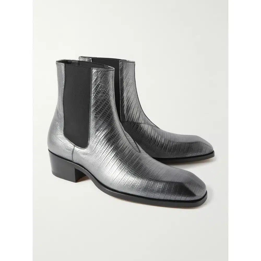 Tom Ford o1loc1c0325 J1490 Bailey Chelsea Boots in Silver Size US 12 / EU 45 - 3 Thumbnail