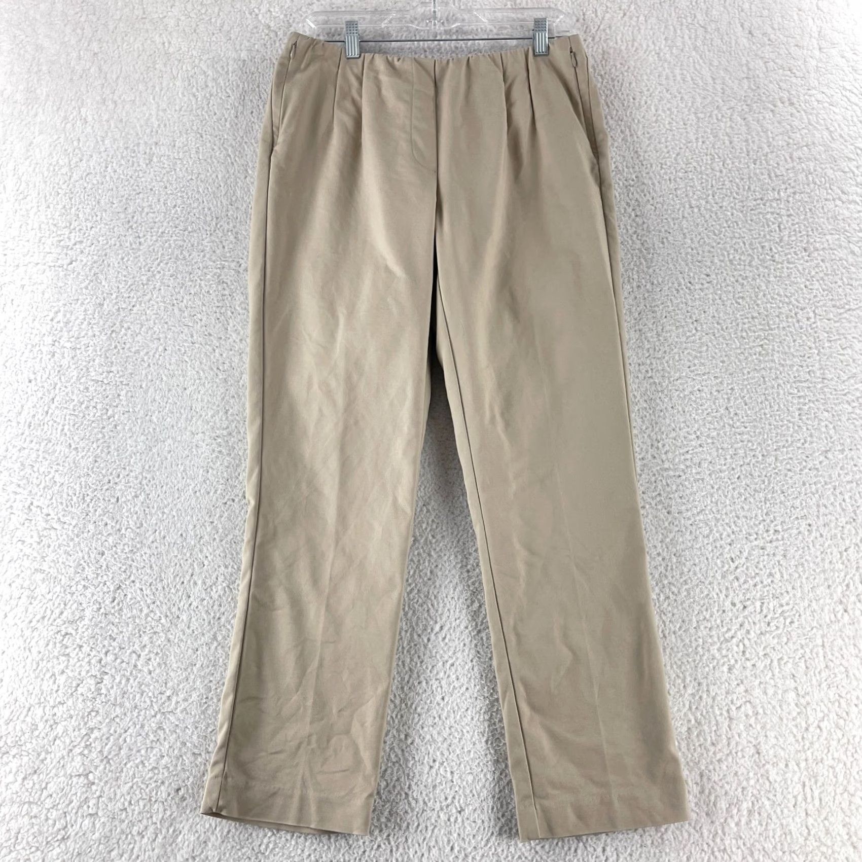 J. Jill J. Jill Straight Leg Pants Womens Size 10 Beige Pleated Mid-Rise Elastic Waist Pants Womens Size 10 Beige Mid-Rise Elastic Waist Straight Leg J. Jill Size 32" / US 10 / IT 46 - 2 Thumbnail