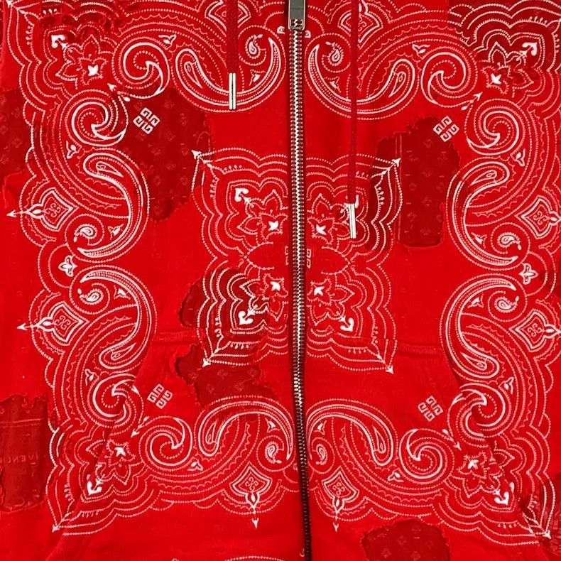 Givenchy Givenchy Red Handkerchief Print Hole Design Cotton Hooded Size US XS / EU 42 / 0 - 4 Thumbnail