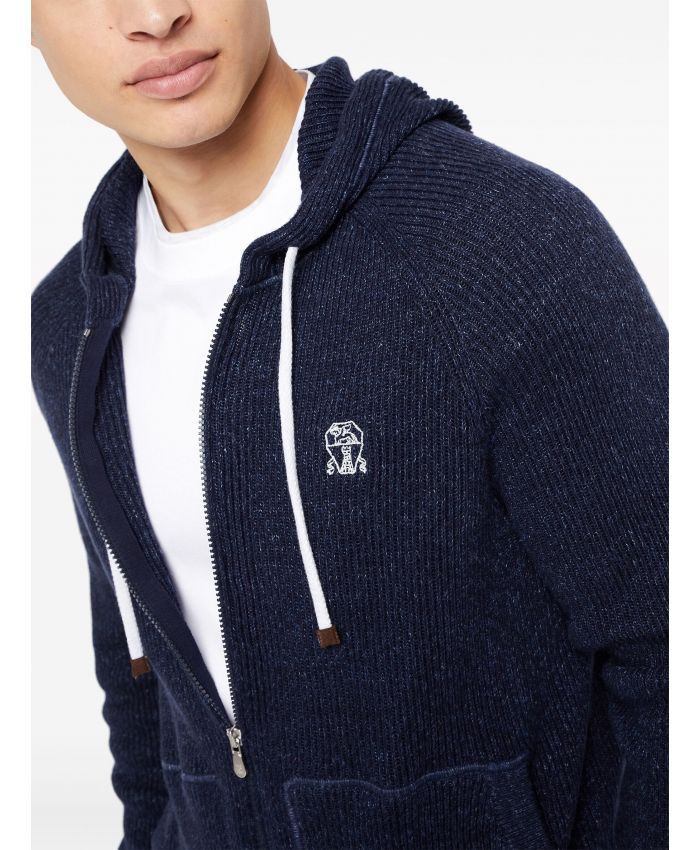 Brunello Cucinelli o1la1rc1a0425 Cardigan Sweatshirt in Navy Blue Size US M / EU 48-50 / 2 - 6 Thumbnail