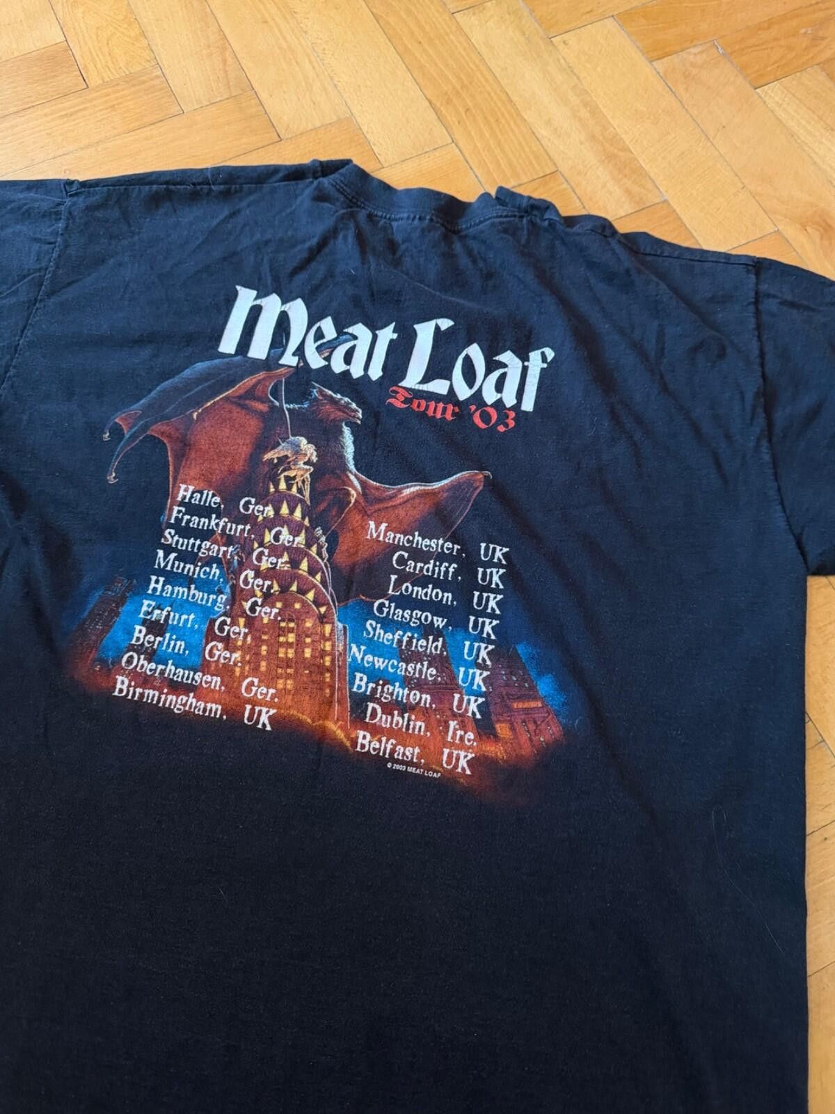 Fruit Of The Loom Vintage Meat Loaf Bat Out Of Hell 2003 Europe Tour T-Shirt Size US XL / EU 56 / 4 - 6 Thumbnail