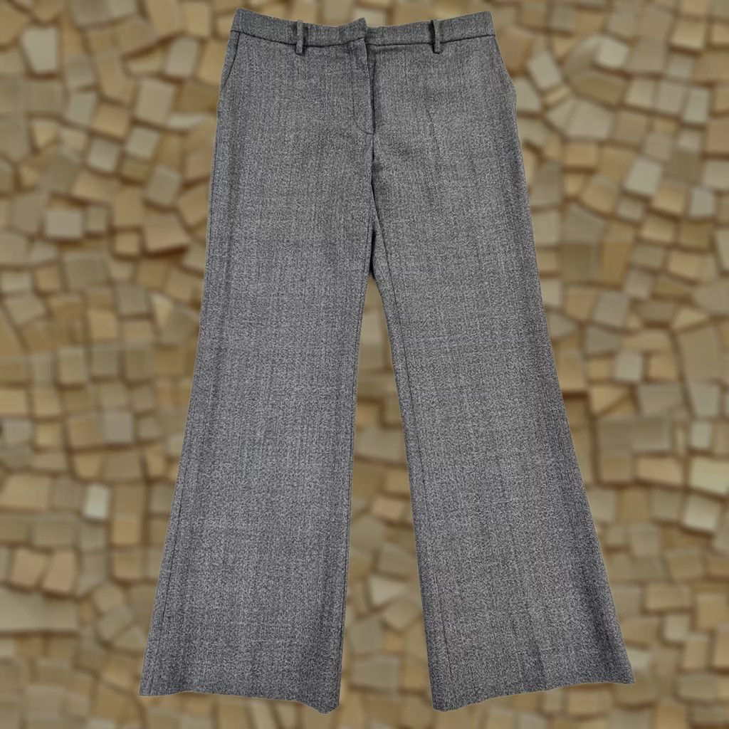 Valentino Valentino Trousers Women Grey 46 Wool Flared Wide Leg Made In Italy Front Zip Hook & Eye Pockets Regular Rise Inseam 32" Casual Formal Vintage: No Size 32" / US 10 / IT 46 - 1 Thumbnail