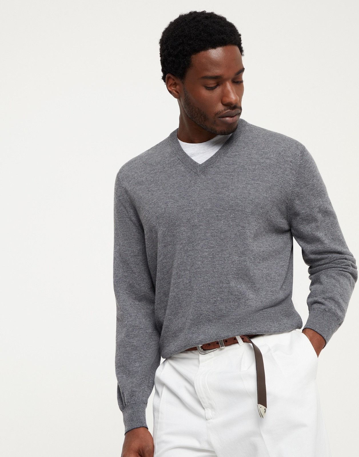 Brunello Cucinelli o1la1rc1a0925 Cashmere Sweater in Grey Size US S / EU 44-46 / 1 - 1 Thumbnail