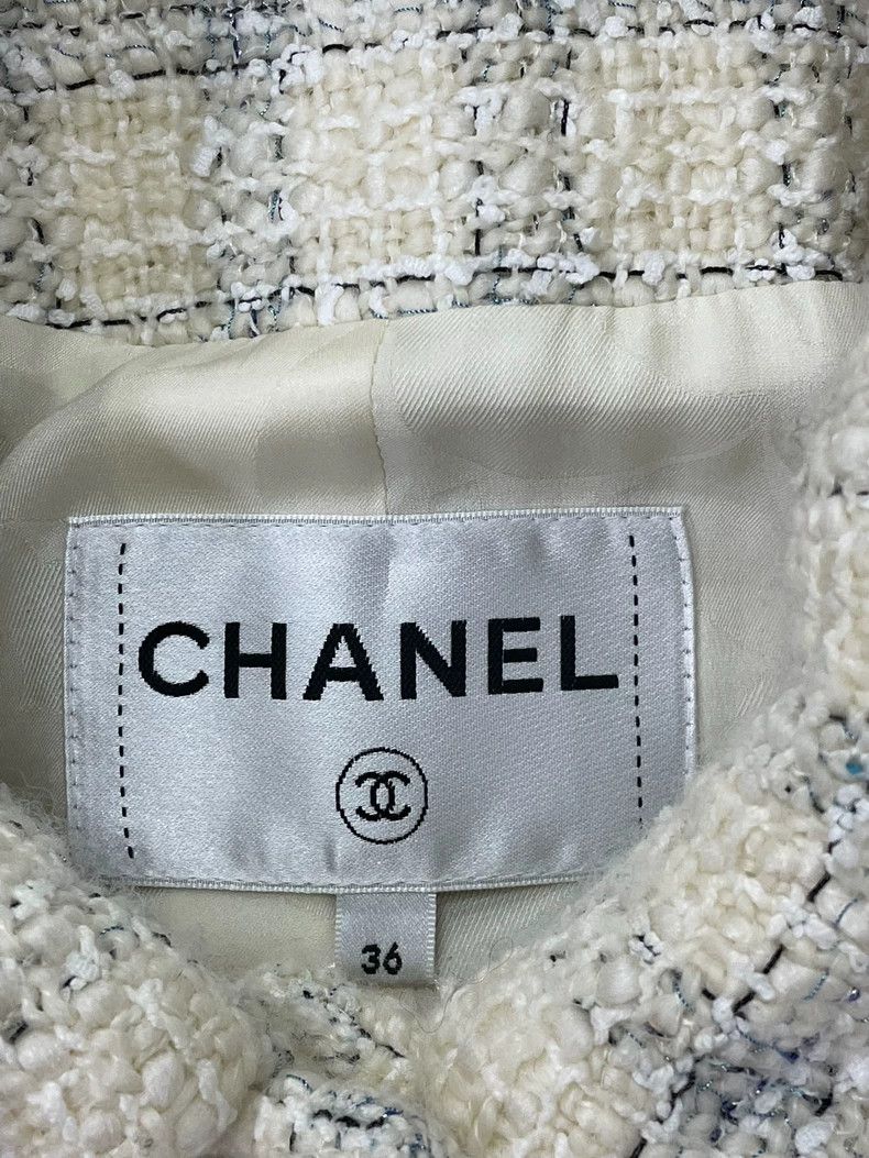 Chanel chanel White plaid tweed long coat Size XS / US 0-2 / IT 36-38 - 4 Thumbnail