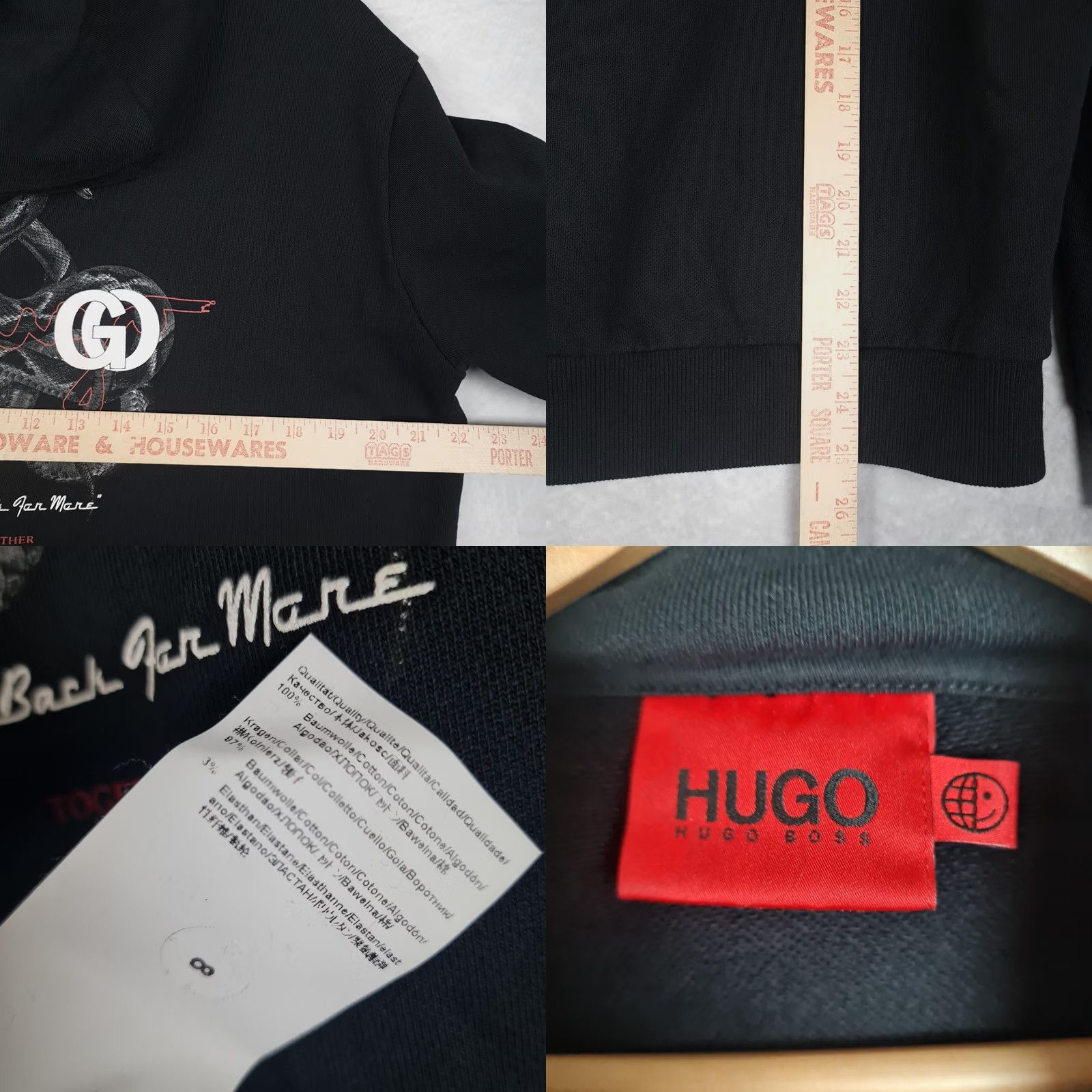 Hugo Boss Hugo Boss Hoodie Mens Small Black Snake Graphic Back Hit Pullover Sweatshirt Size US S / EU 44-46 / 1 - 10 Thumbnail