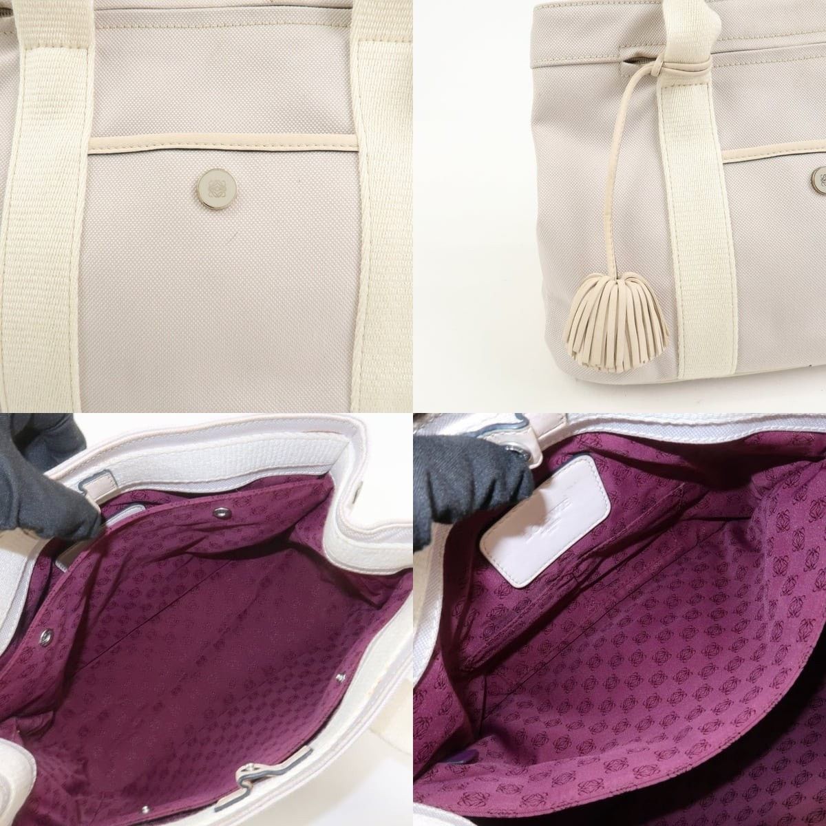 Loewe Loewe Anagram Logo Canvas Shoulder Bag Gray Size ONE SIZE - 7 Thumbnail